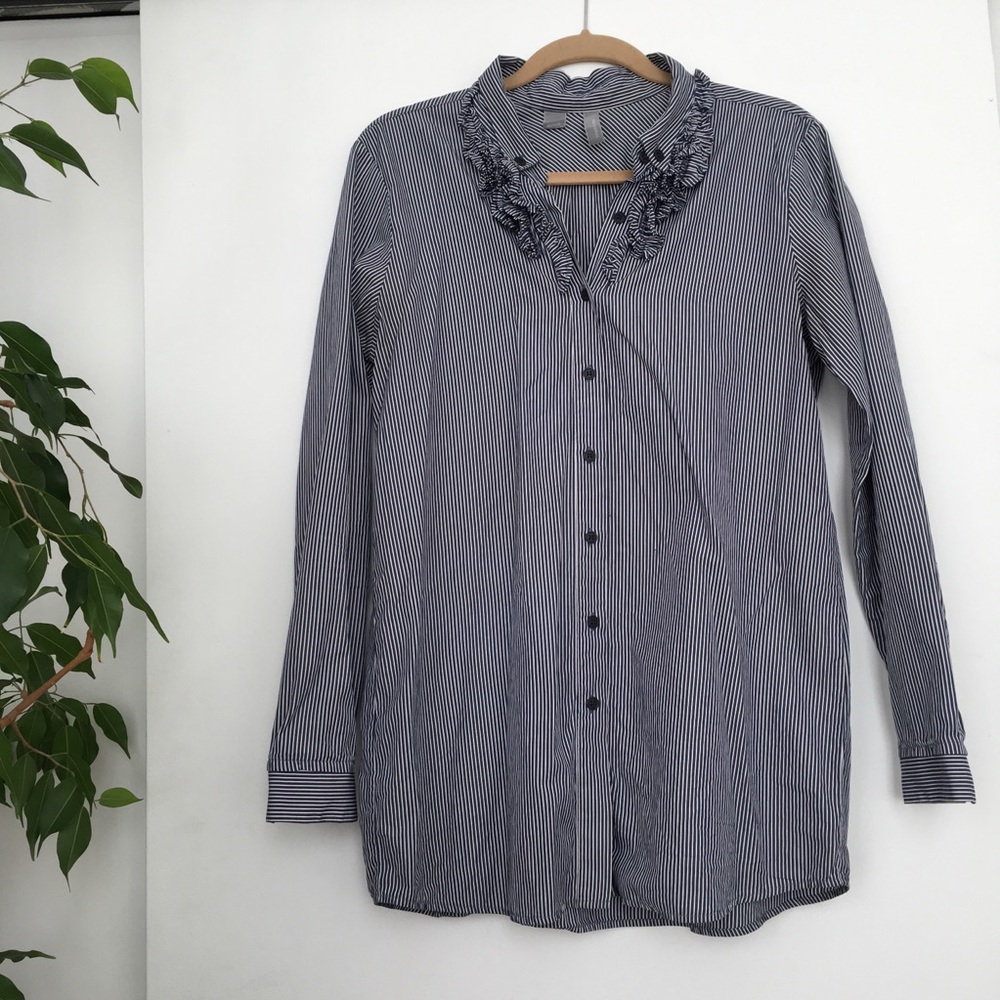 Oversized striped button up shirt